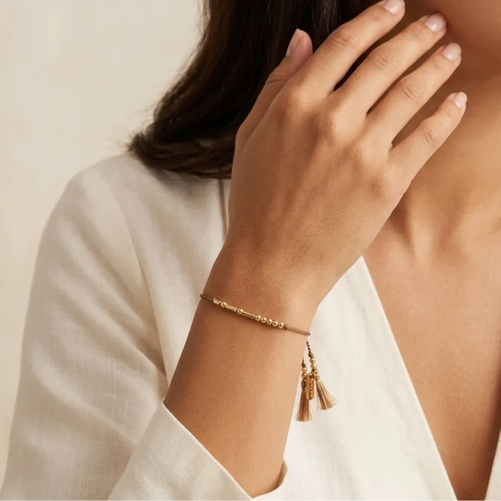 Adjustable Silk Beige Bracelet