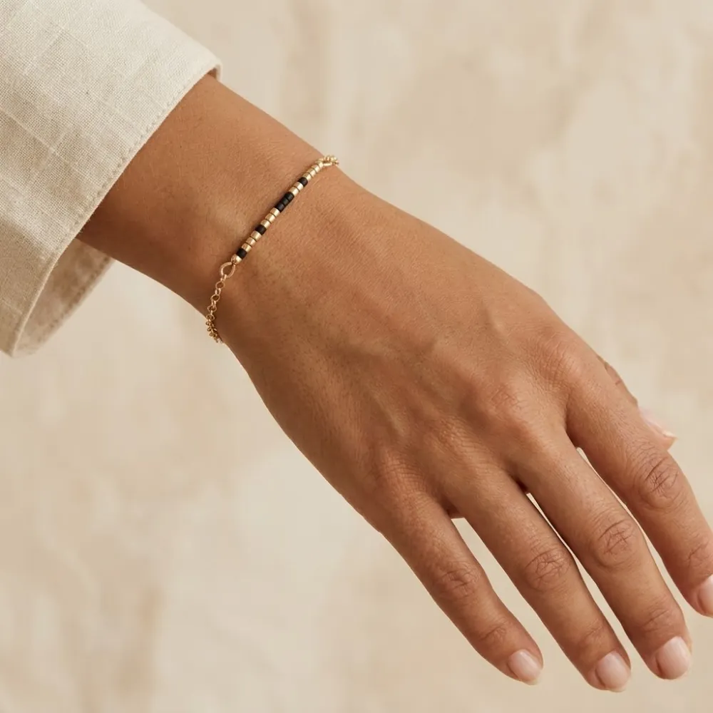 Delica Bar Black Bracelet
