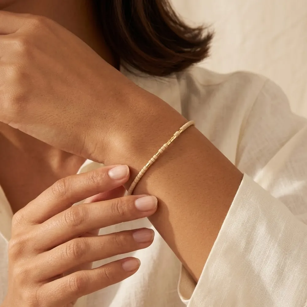 Delica Beige Gold Bracelet