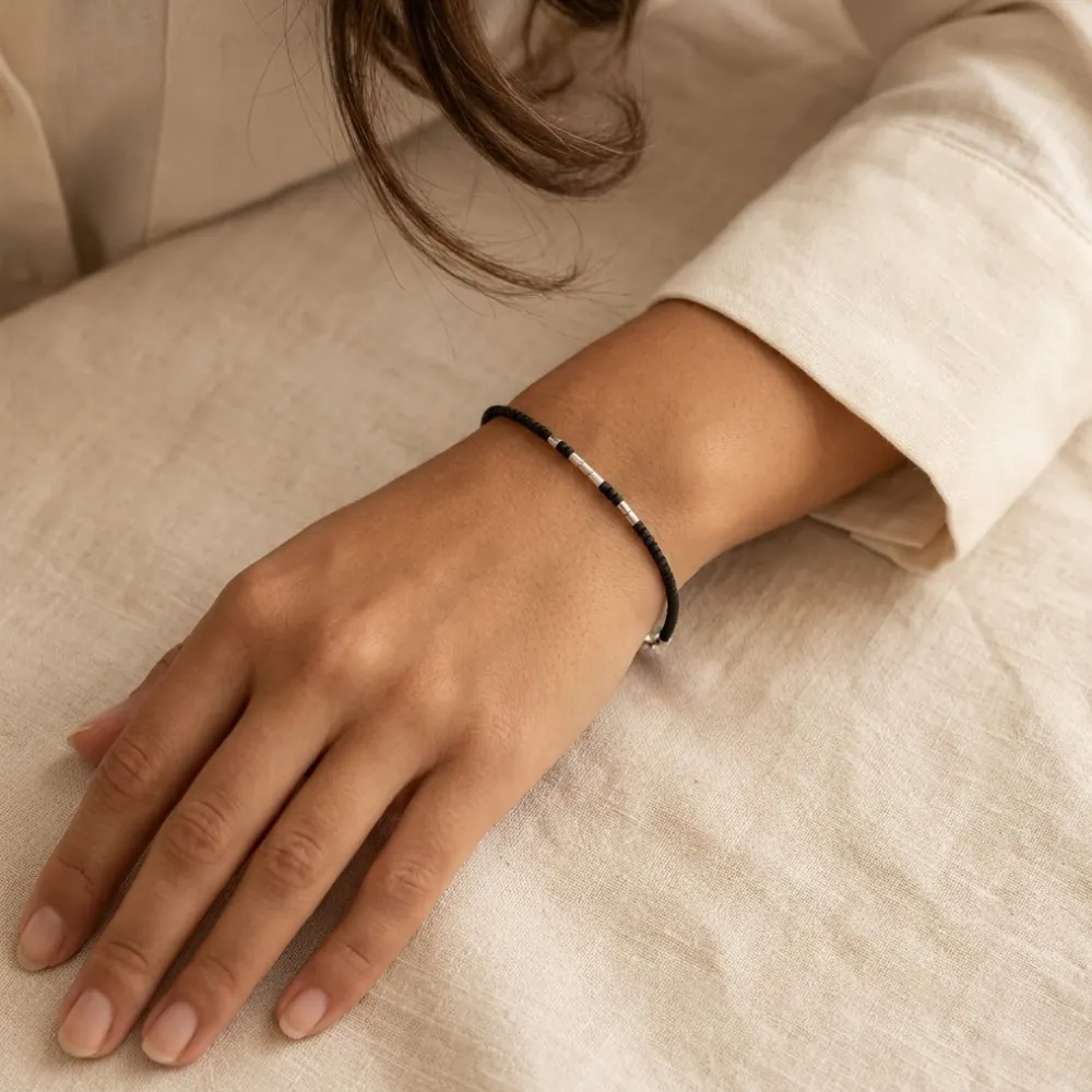 Delica Black Silver Bracelet
