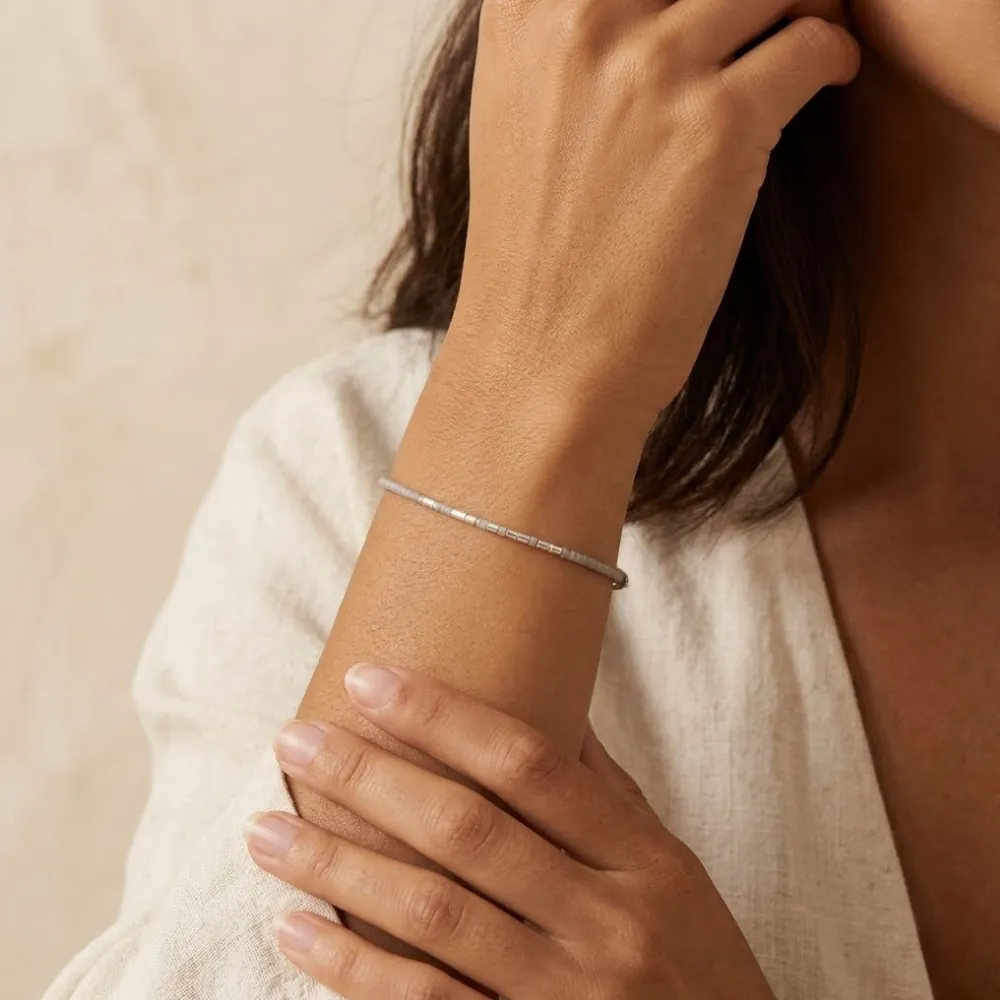 Delica Gray Mist Silver Bracelet