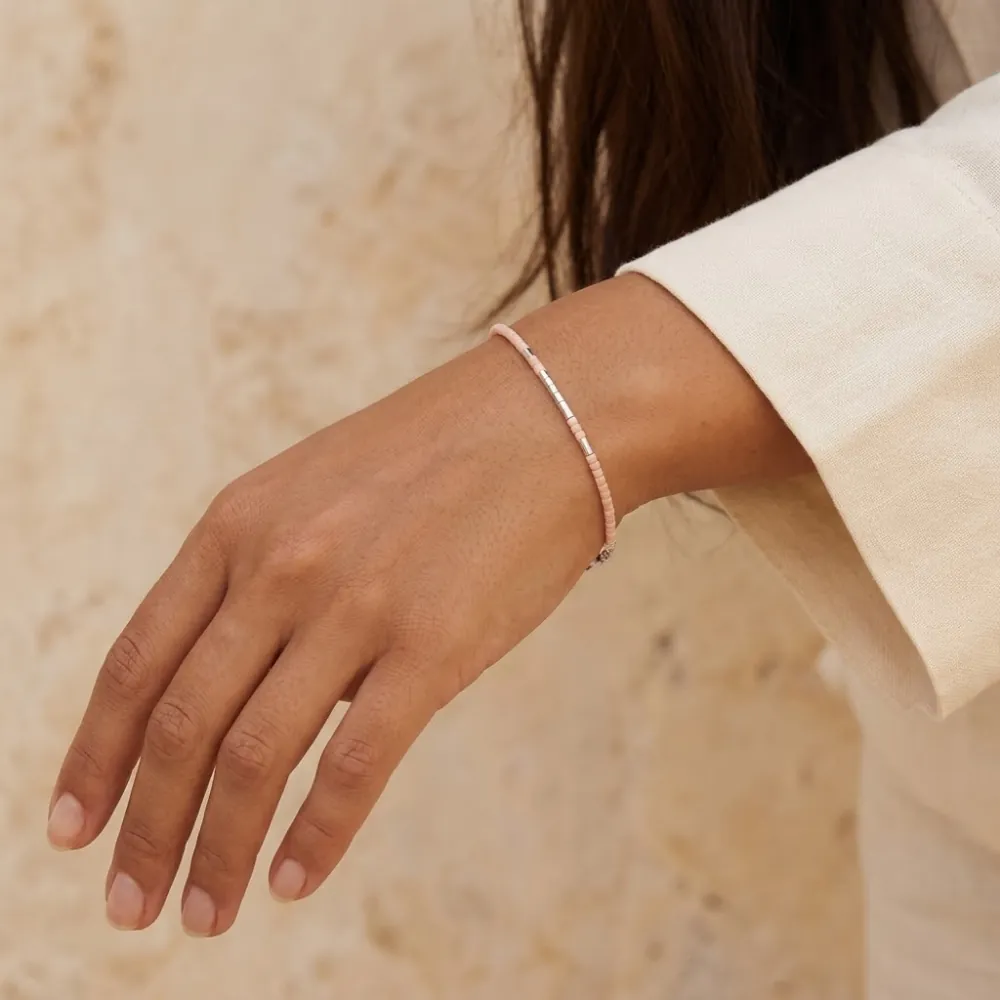 Delica Pink Mist Silver Bracelet
