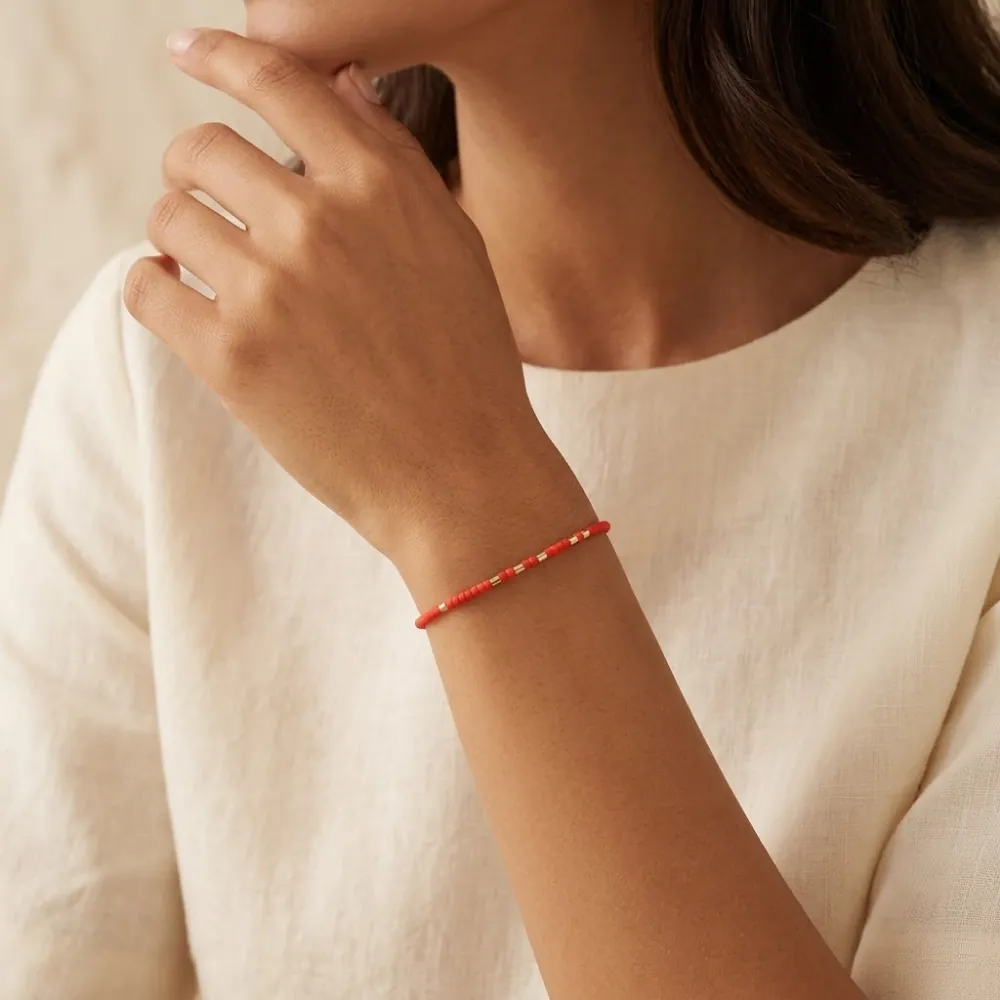 Delica Vermillion Gold Bracelet