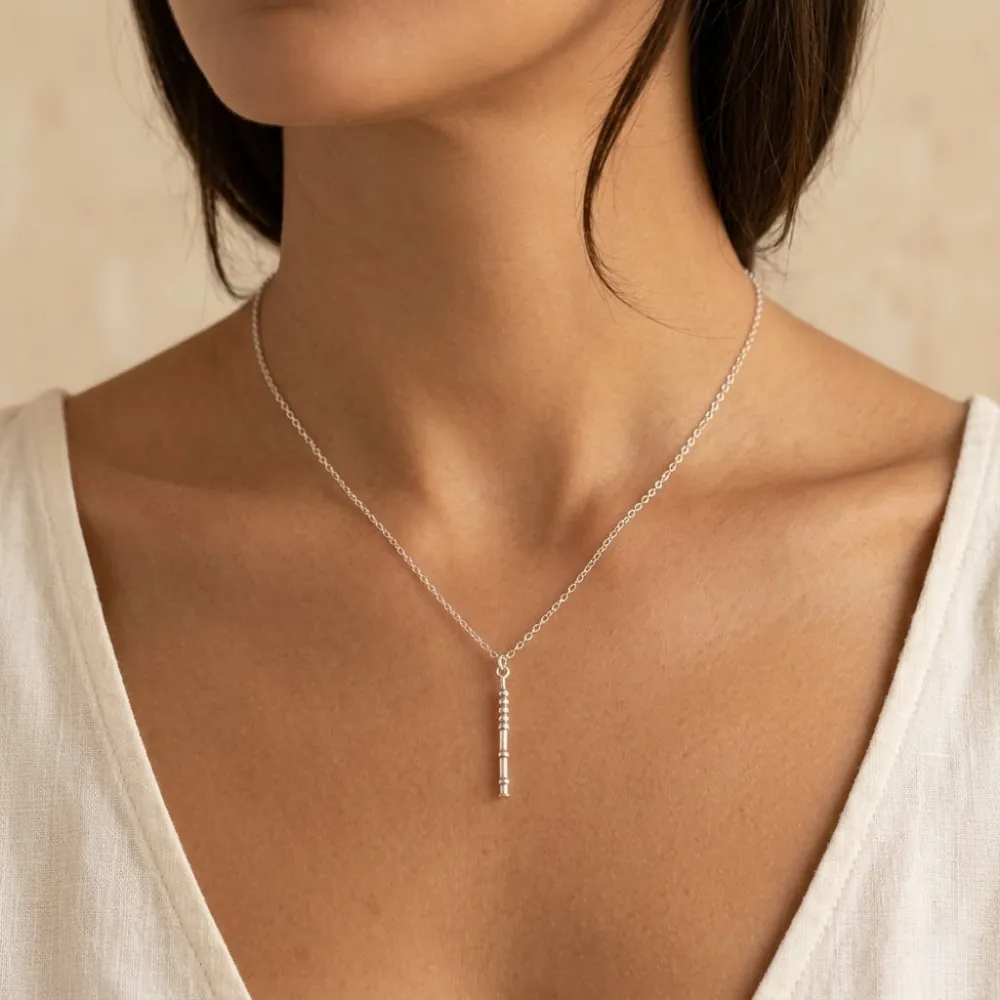 Drop Bar Silver Necklace