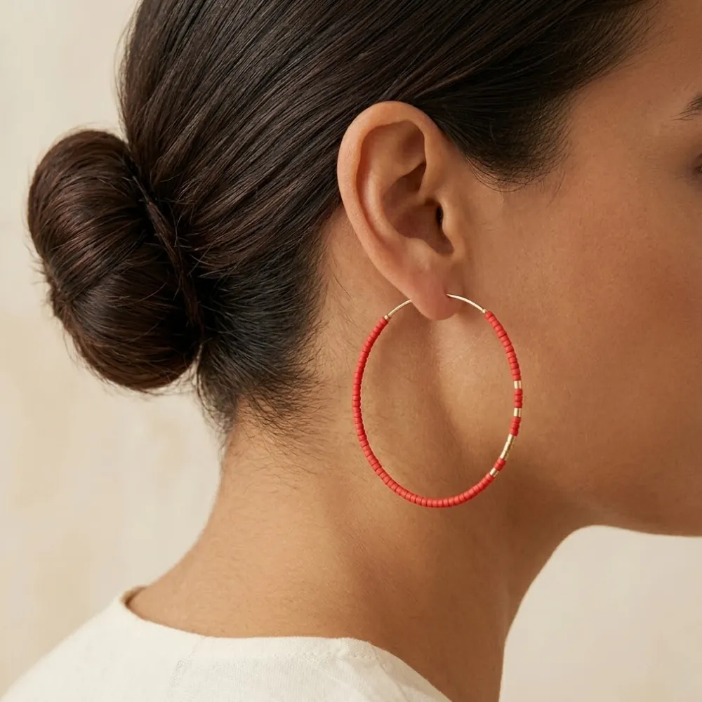 Hoop Red Earrings
