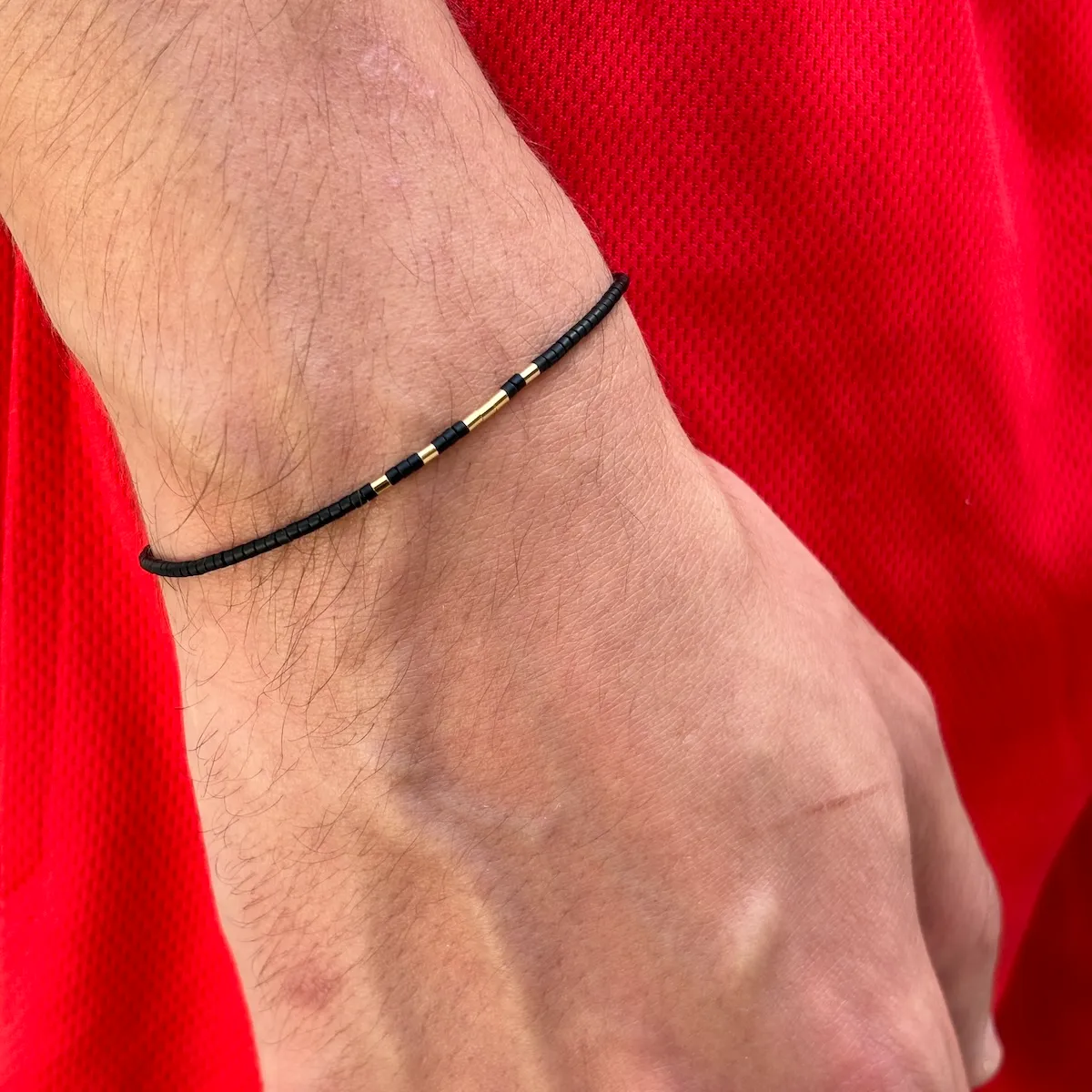 Seed Bar Black Bracelet Gold