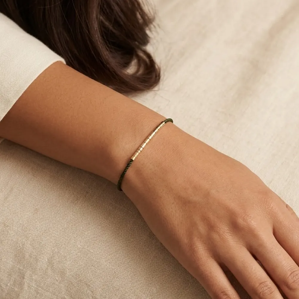 Tubes Silk Olive Bracelet