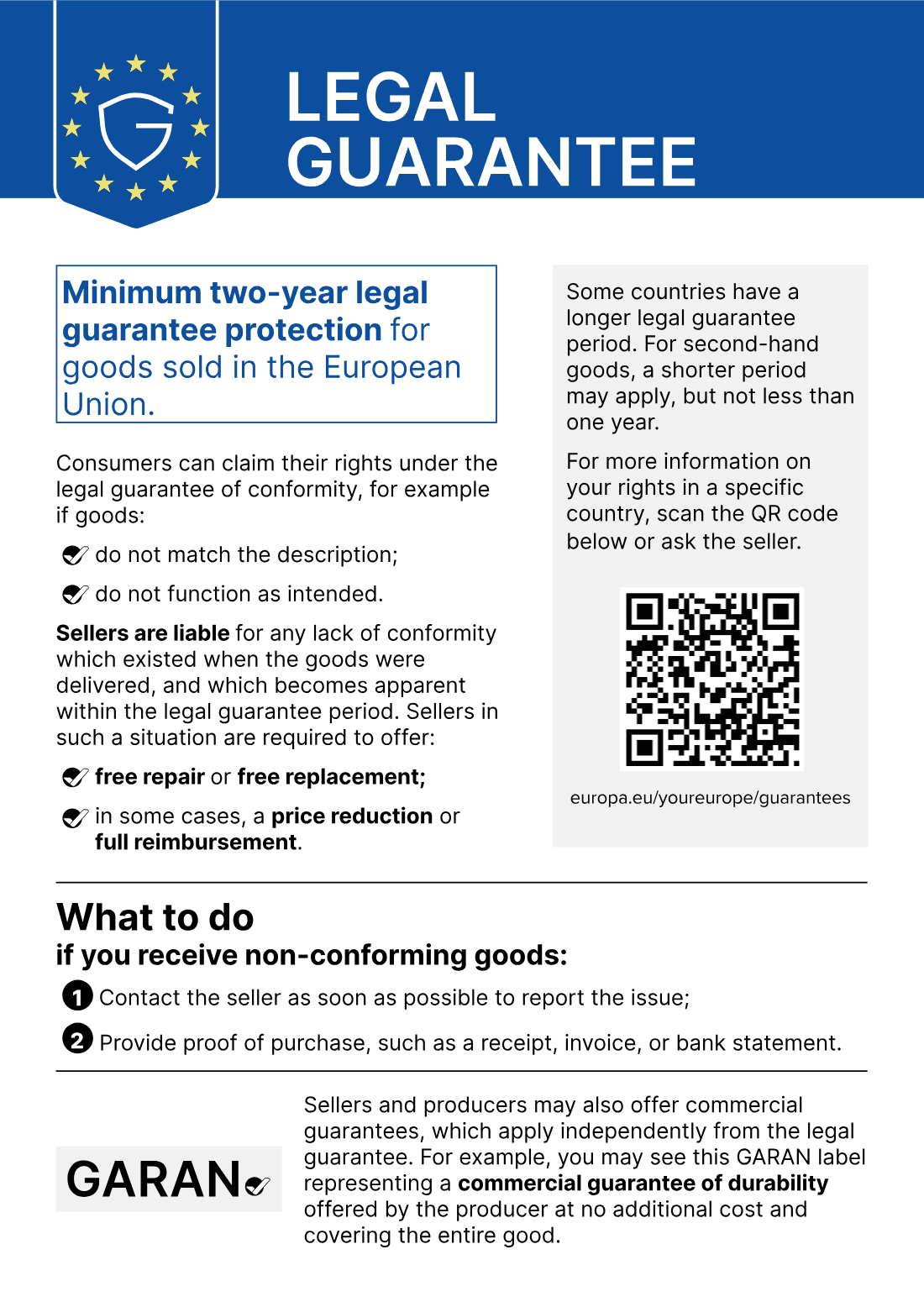 EU legal guarantee notice