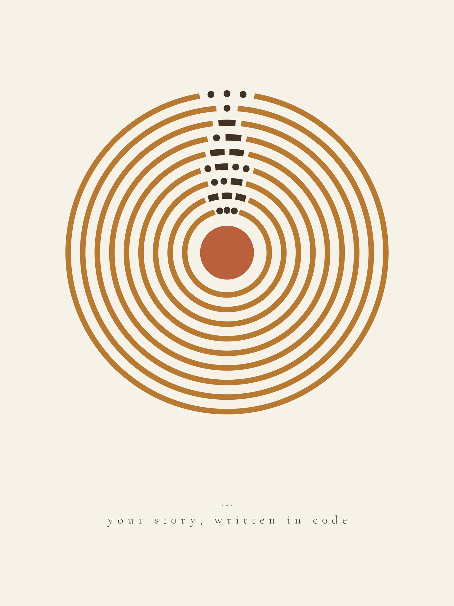Rings Morse code art print: the message appears only as Morse code in concentric rings