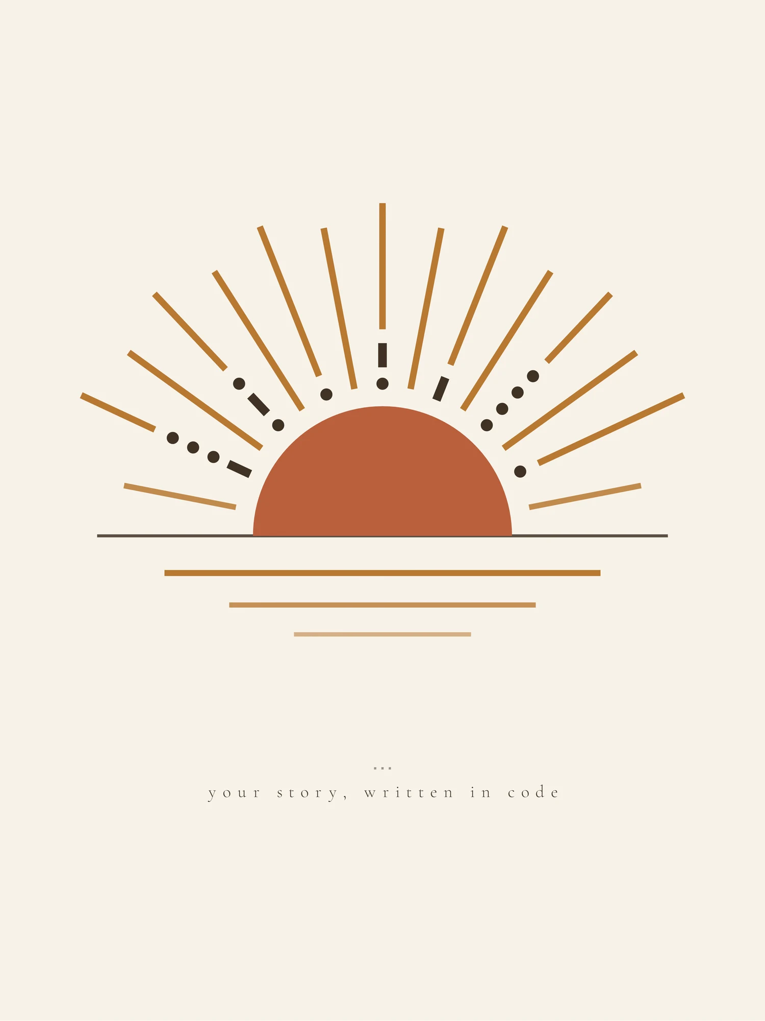 Sunrise Morse code art print: the message appears only as Morse code rays around a rising sun